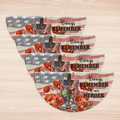 Memorial Day Always Remember Our Heroes Non-Pleated Fan Flag