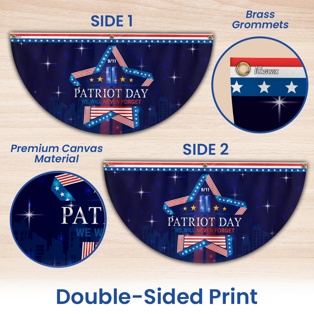 Patriot Day 9/11 We Will Never Forget September 11th Memorial Day Non-Pleated Fan Flag