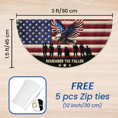Remember the Fallen Veterans Memorial Day Patriotic Non-Pleated Fan Flag
