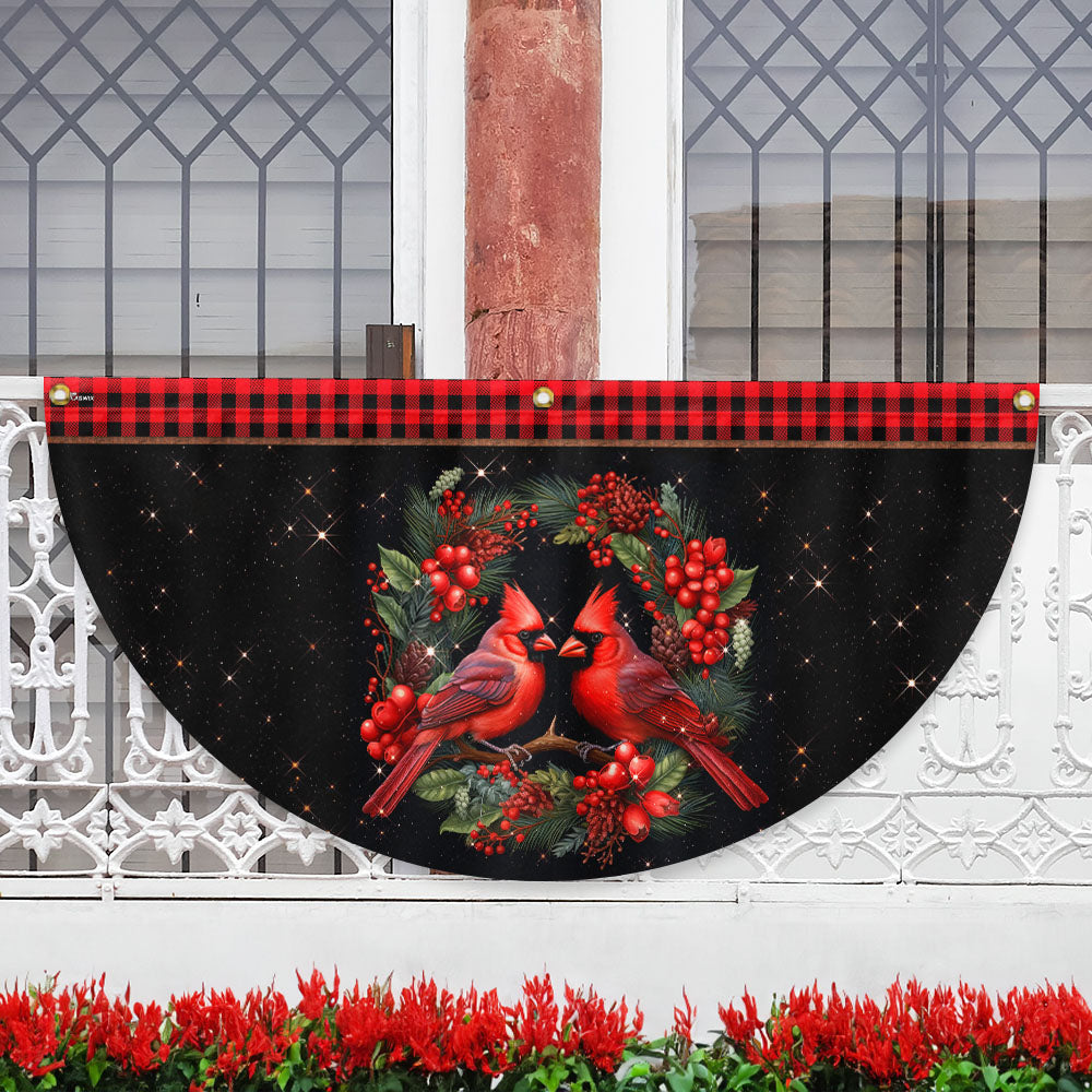 Cardinal Merry Christmas Non-Pleated Fan Flag