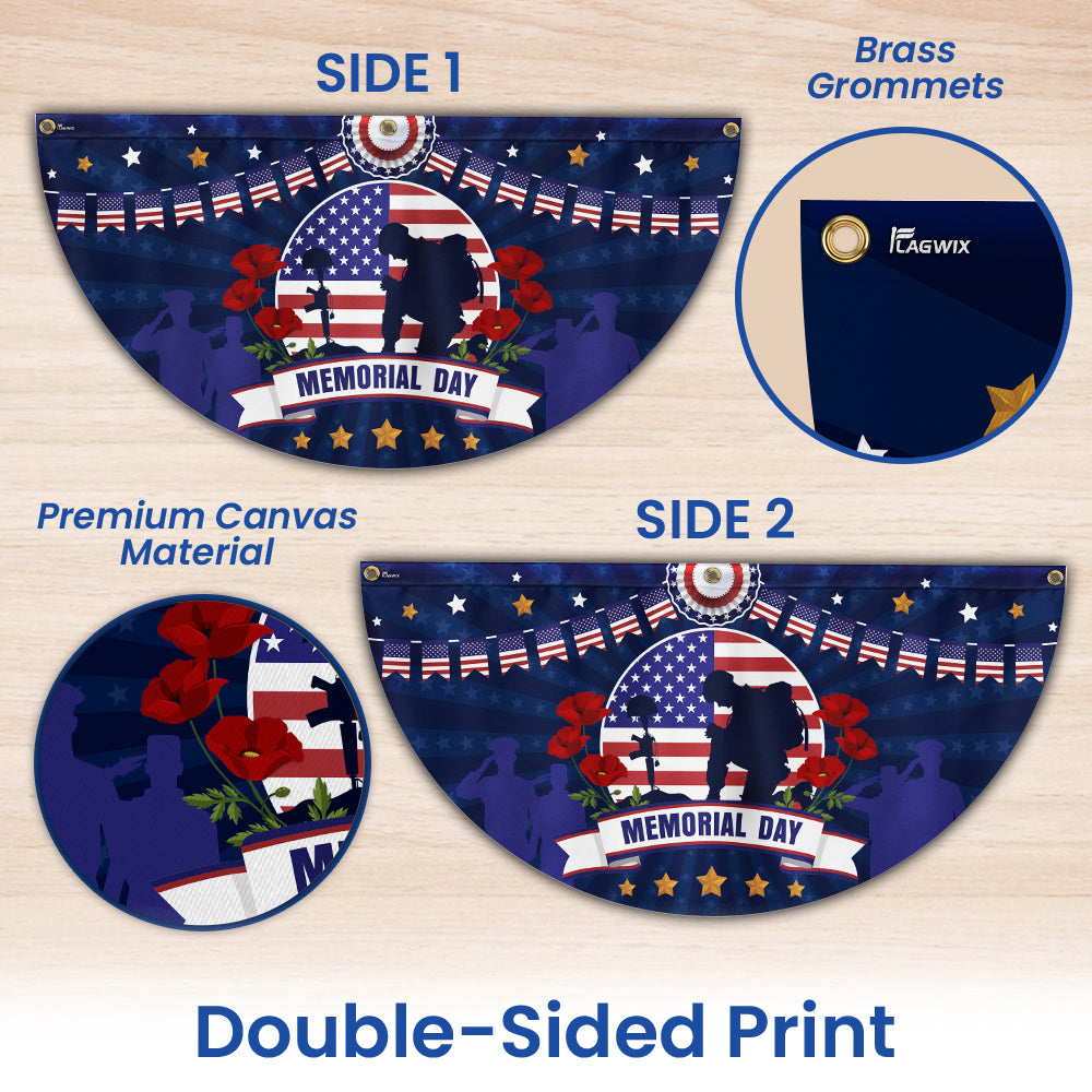 Memorial Day Veteran Kneeling Non-Pleated Fan Flag