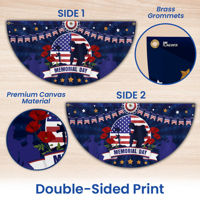 Memorial Day Veteran Kneeling Non-Pleated Fan Flag