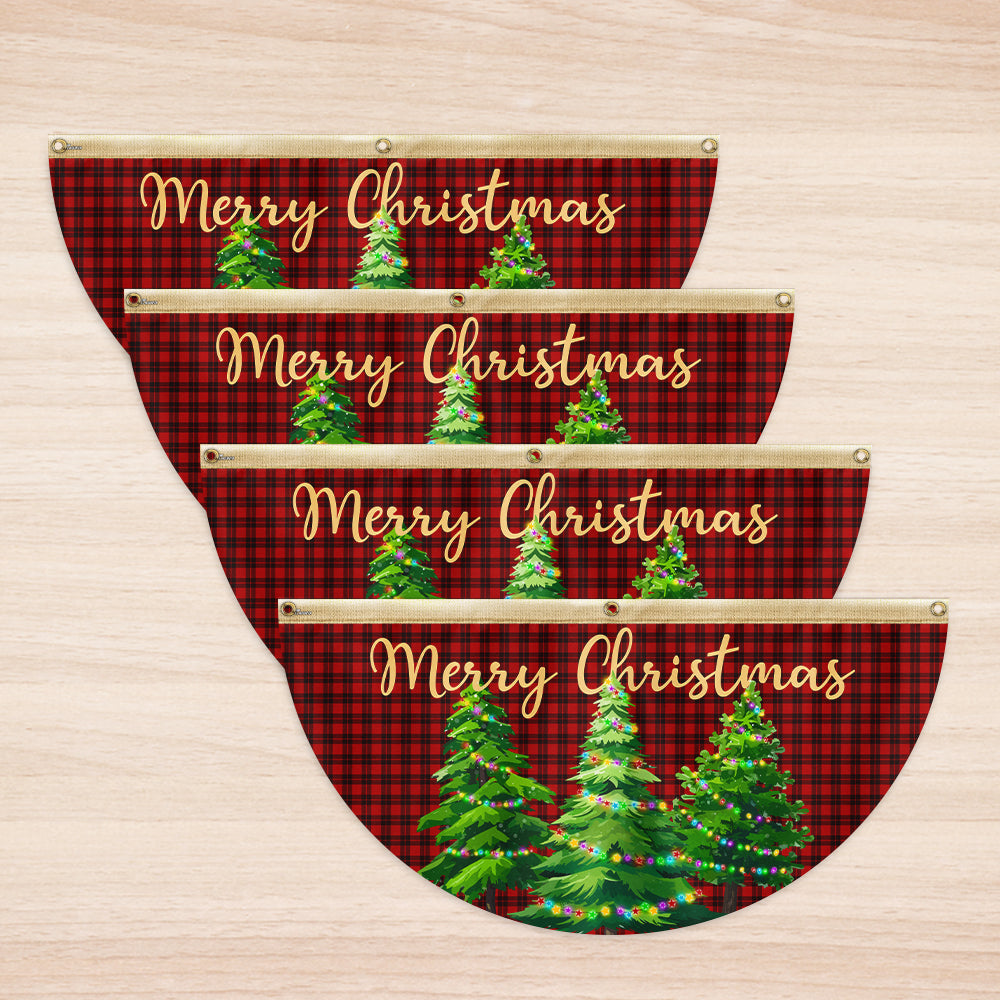 Merry Christmas Non-Pleated Fan Flag