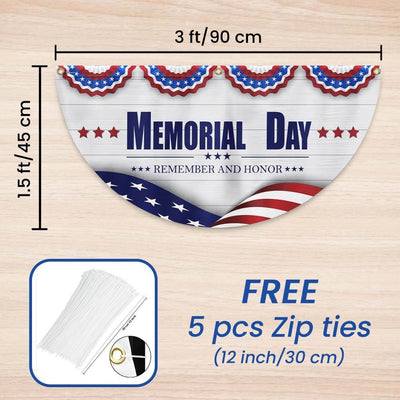Memorial Day Remember and Honor Veteran Non-Pleated Fan Flag