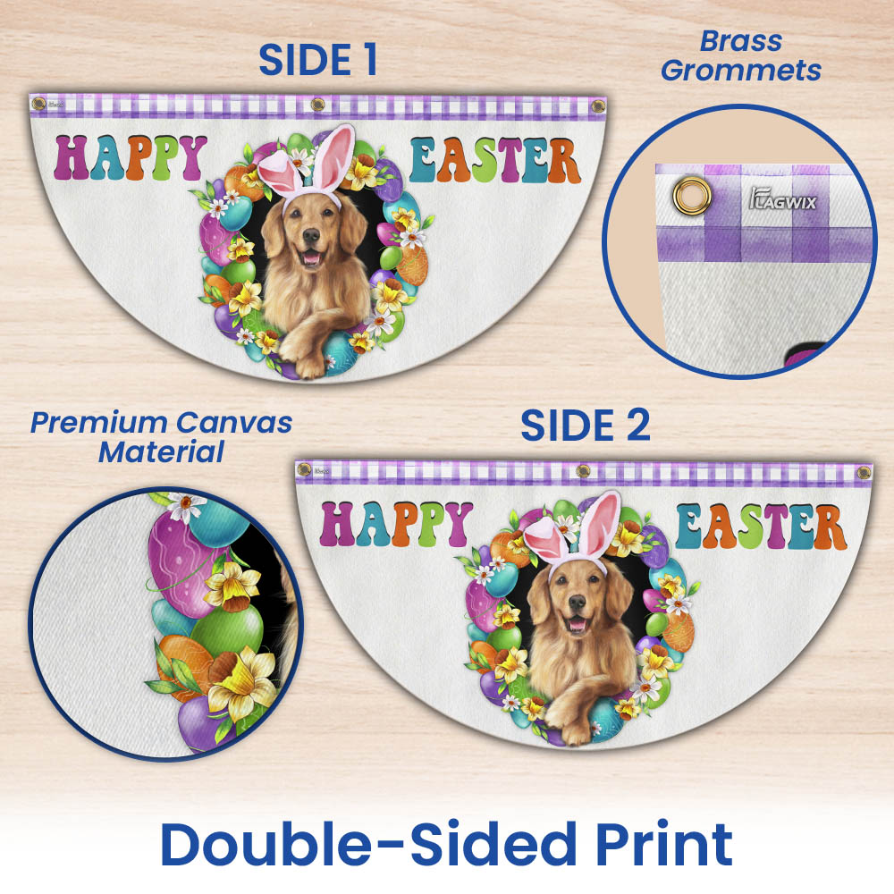 Golden Retriever Dog Happy Easter Non-Pleated Fan Flag