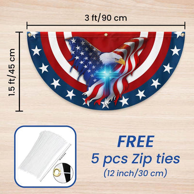 Patriot Eagle Christian Cross Non-Pleated Fan Flag 3-Day Shipping