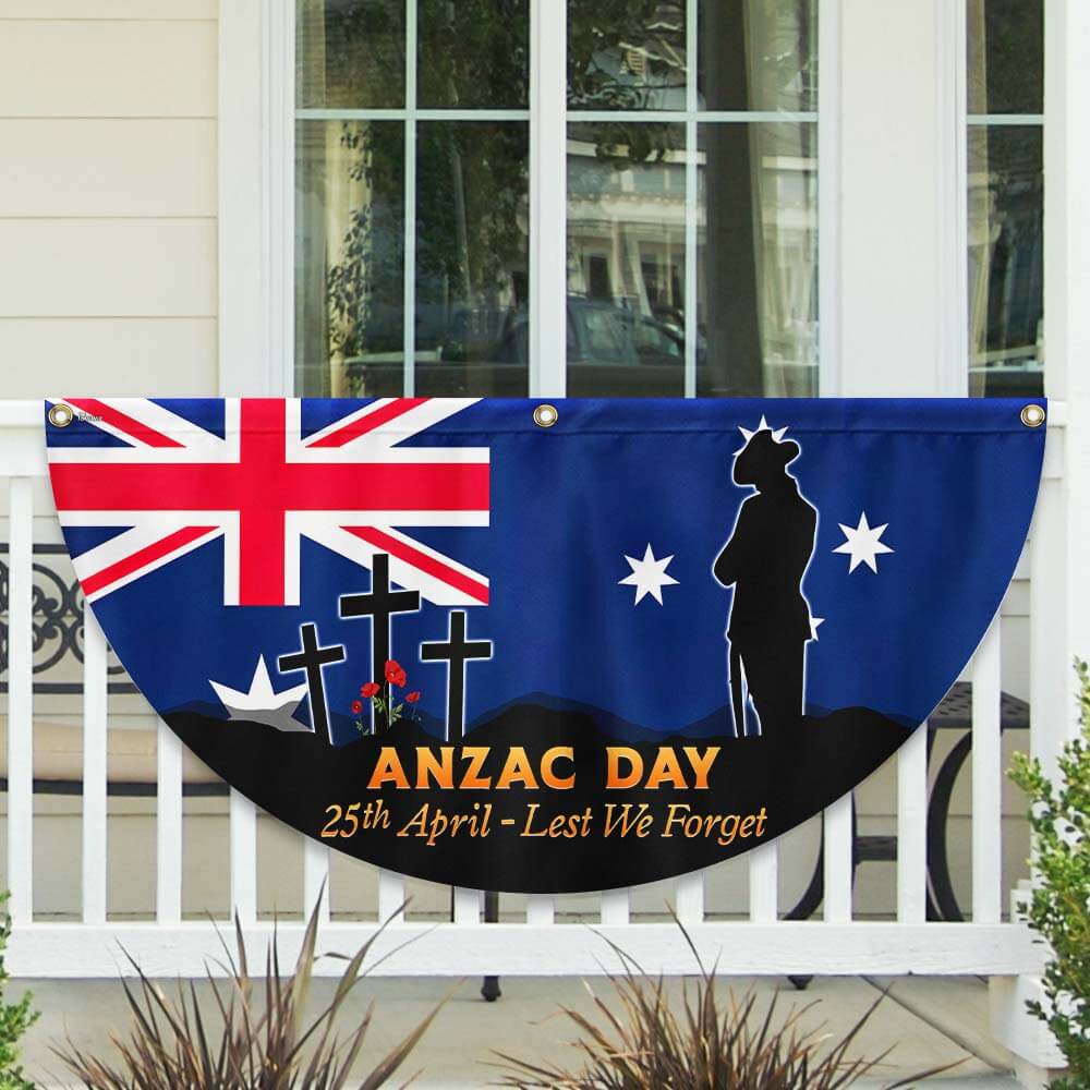 Anzac Day Australia 25th April Lest We Forget Non-Pleated Fan Flag