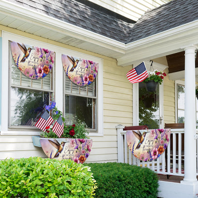 Hummingbird Enjoy The Little Things Non-Pleated Fan Flag