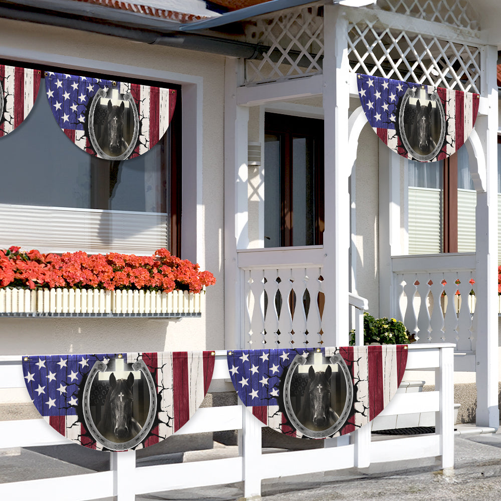Flagwix American Flag - Happy 4th of july, Christian Patriotic Horse American Non-Pleated Fan Flag