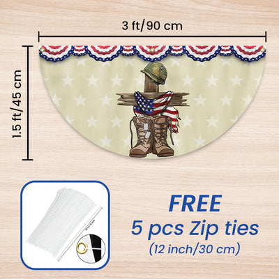 Memorial Day Veteran Patriotic Non-Pleated Fan Flag