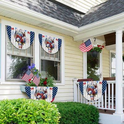 Flagwix American Flag - Patriotic Flowers Vase Happy Independence Day 4th of july Non-Pleated Fan Flag