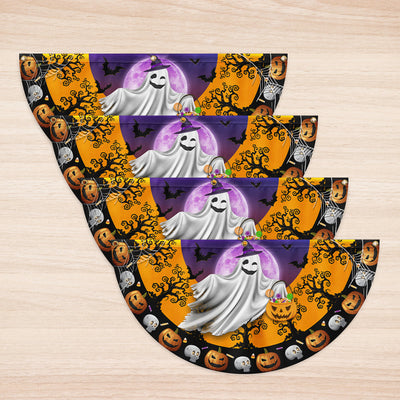 Halloween Ghost Pumpkins Non-Pleated Fan Flag
