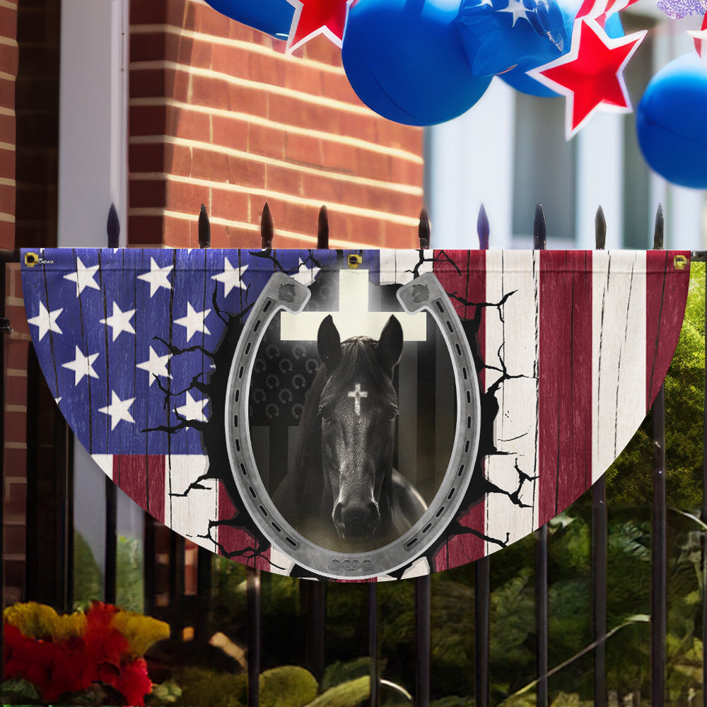 Flagwix American Flag - Happy 4th of july, Christian Patriotic Horse American Non-Pleated Fan Flag