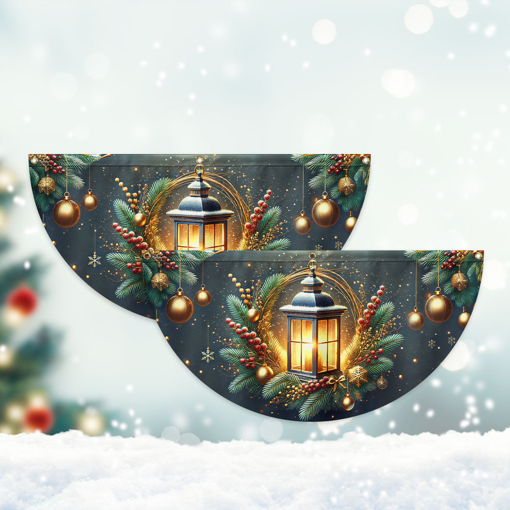 Christmas Lantern Non-Pleated Fan Flag