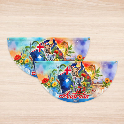 Happy Australia Day, Australia Non-Pleated Fan Flag