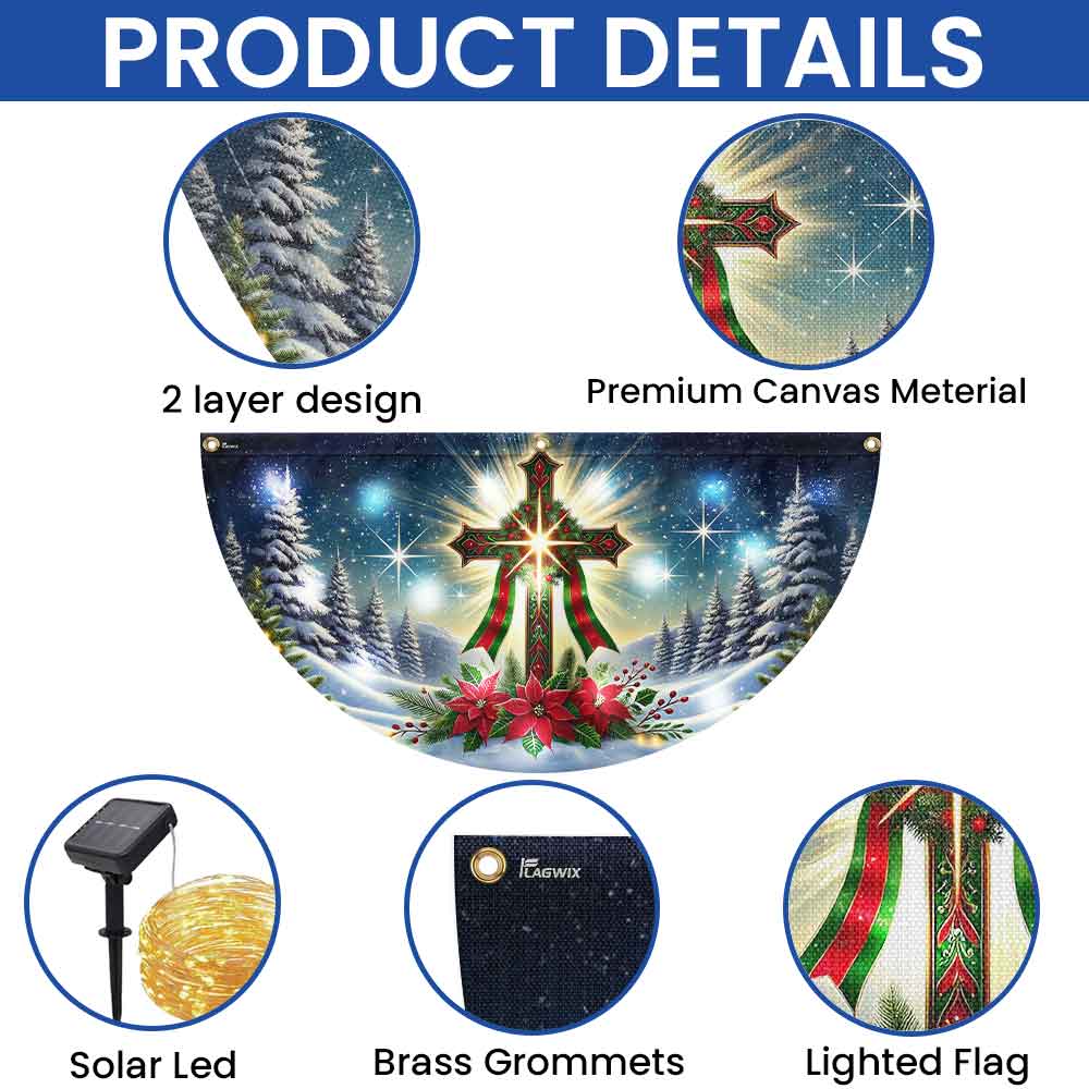 Jesus Christ Cross Christmas Solar Led Fan Flag