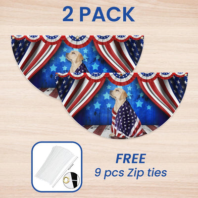 Flagwix American Flag - Patriotic Dog Yellow Labrador Retriever American Non-Pleated Fan Flag Wrapped in Glory TPT1634FLv1