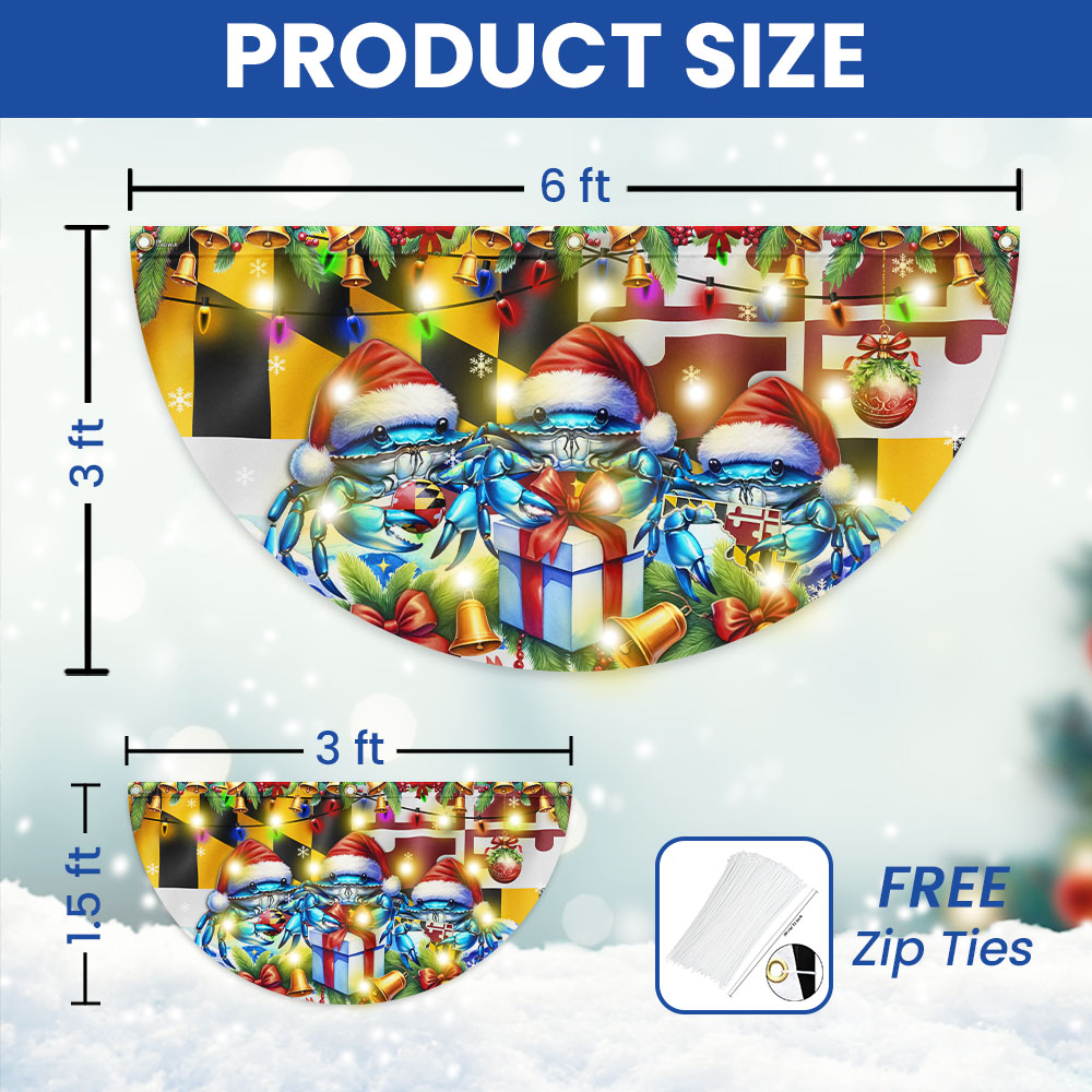Maryland Blue Crabs Merry Christmas Solar Led Fan Flag