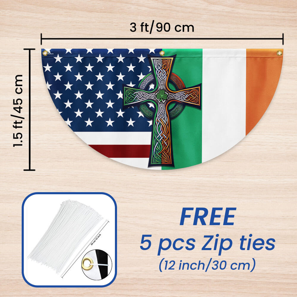 Irish Celtic Knot Cross St. Patrick’s Day Irish American Non-Pleated Fan Flag