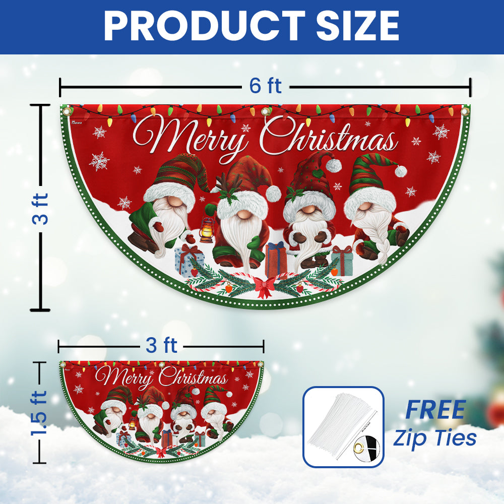 Merry Christmas Gnomes Non-Pleated Fan Flag