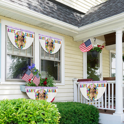 Golden Retriever Dog Happy Easter Non-Pleated Fan Flag