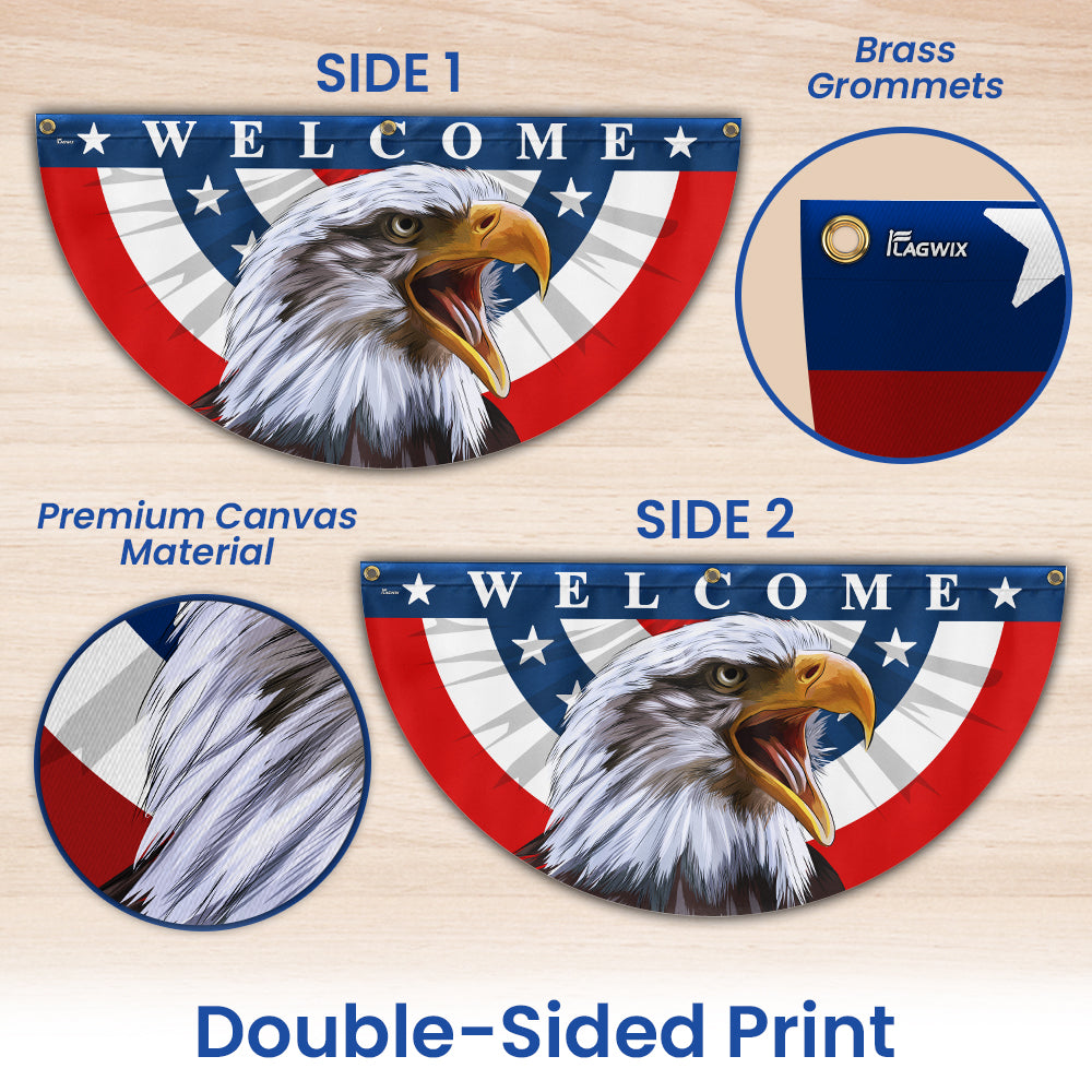 Flagwix American Flag - Patriotic Eagle Welcome American  Non-Pleated Fan Flag