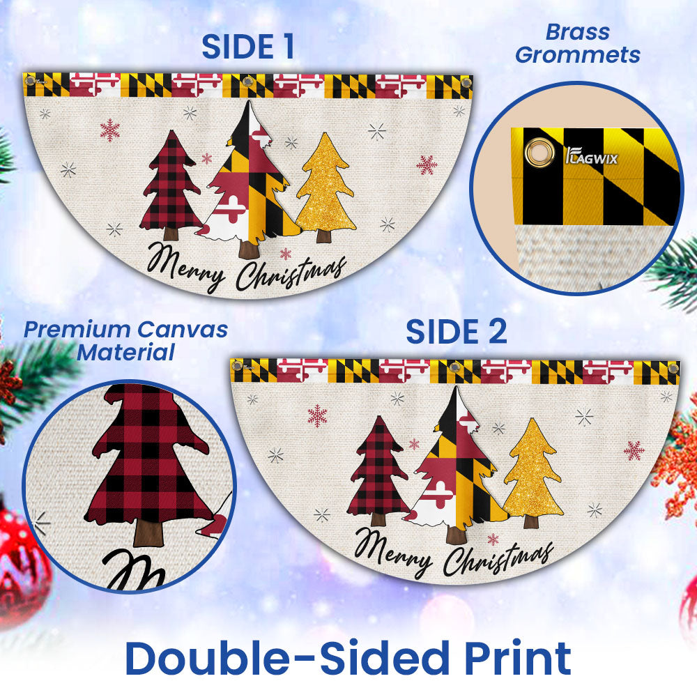 Maryland Christmas Flag Christmas Tree Maryland Christmas Non-Pleated Fan Flag