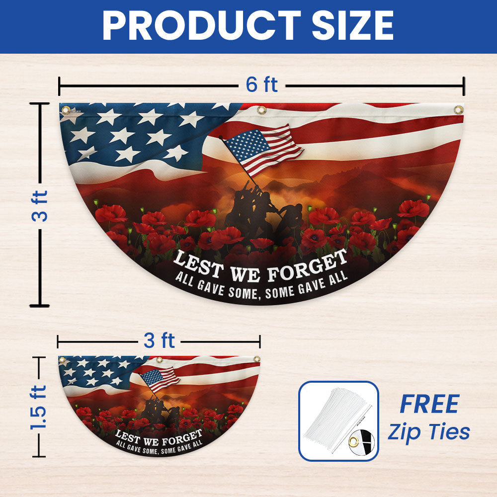 Lest We Forget Memorial Day U.S. Veteran Non-Pleated Fan Flag