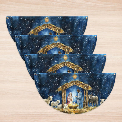 Nativity Of Jesus Christmas Flag Holy Night Christmas Non-Pleated Fan Flag