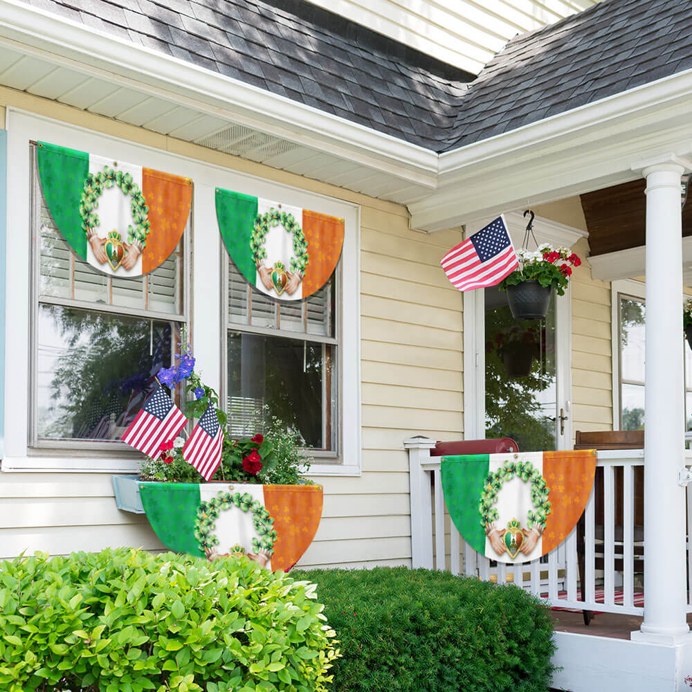 Claddagh With Shamrock, Irish St. Patrick’s Day Non-Pleated Fan Flag
