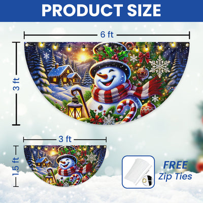 Funny Snowman Merry Christmas Winter Non-Pleated Fan Flag