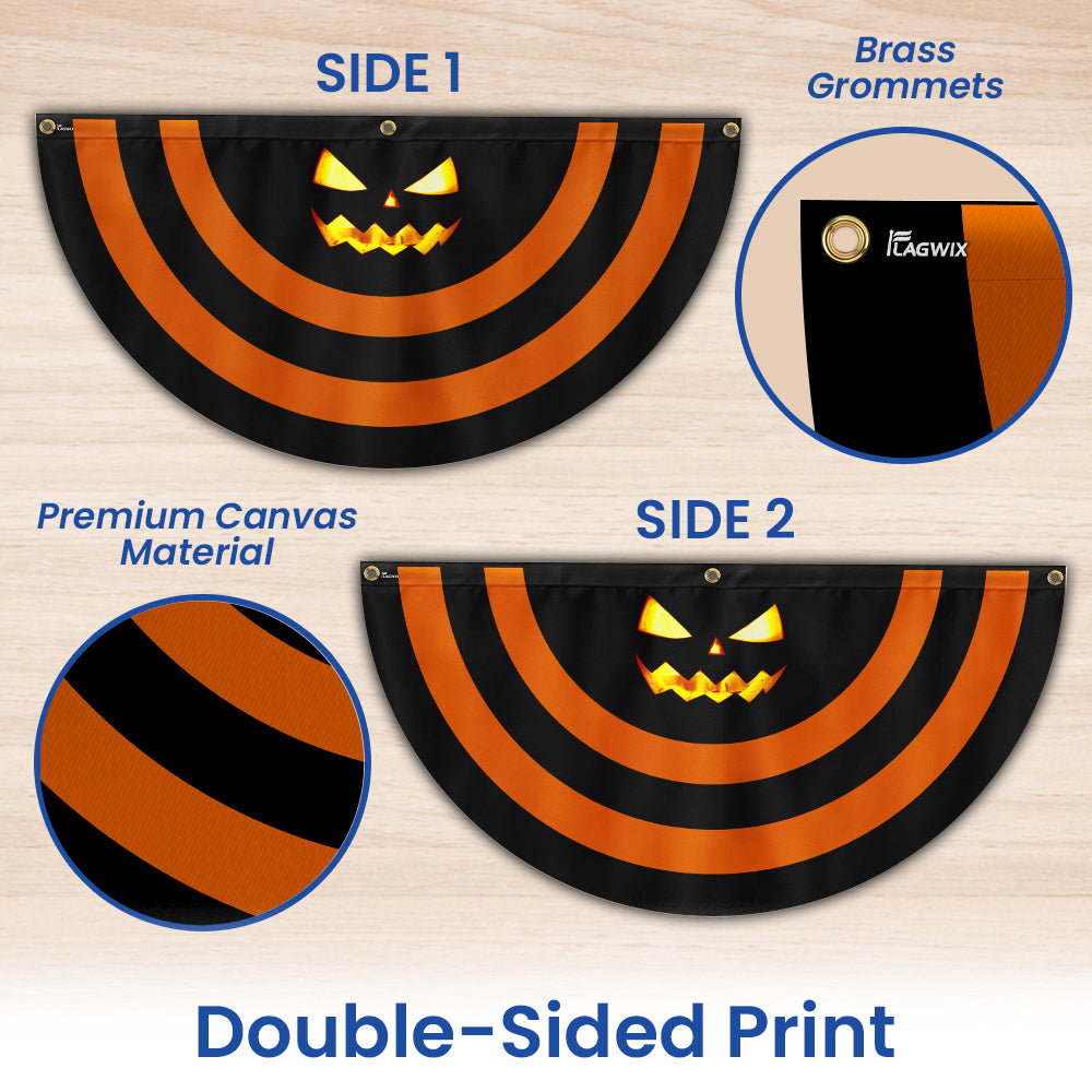 Halloween Pumpkin Scary Non-Pleated Fan Flag
