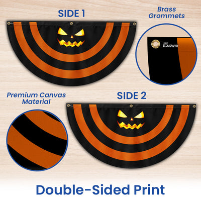 Halloween Pumpkin Scary Non-Pleated Fan Flag