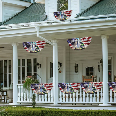 Never Forget 11th September Patriot Day 911 Kneeling Firefighter Non-Pleated Fan Flag