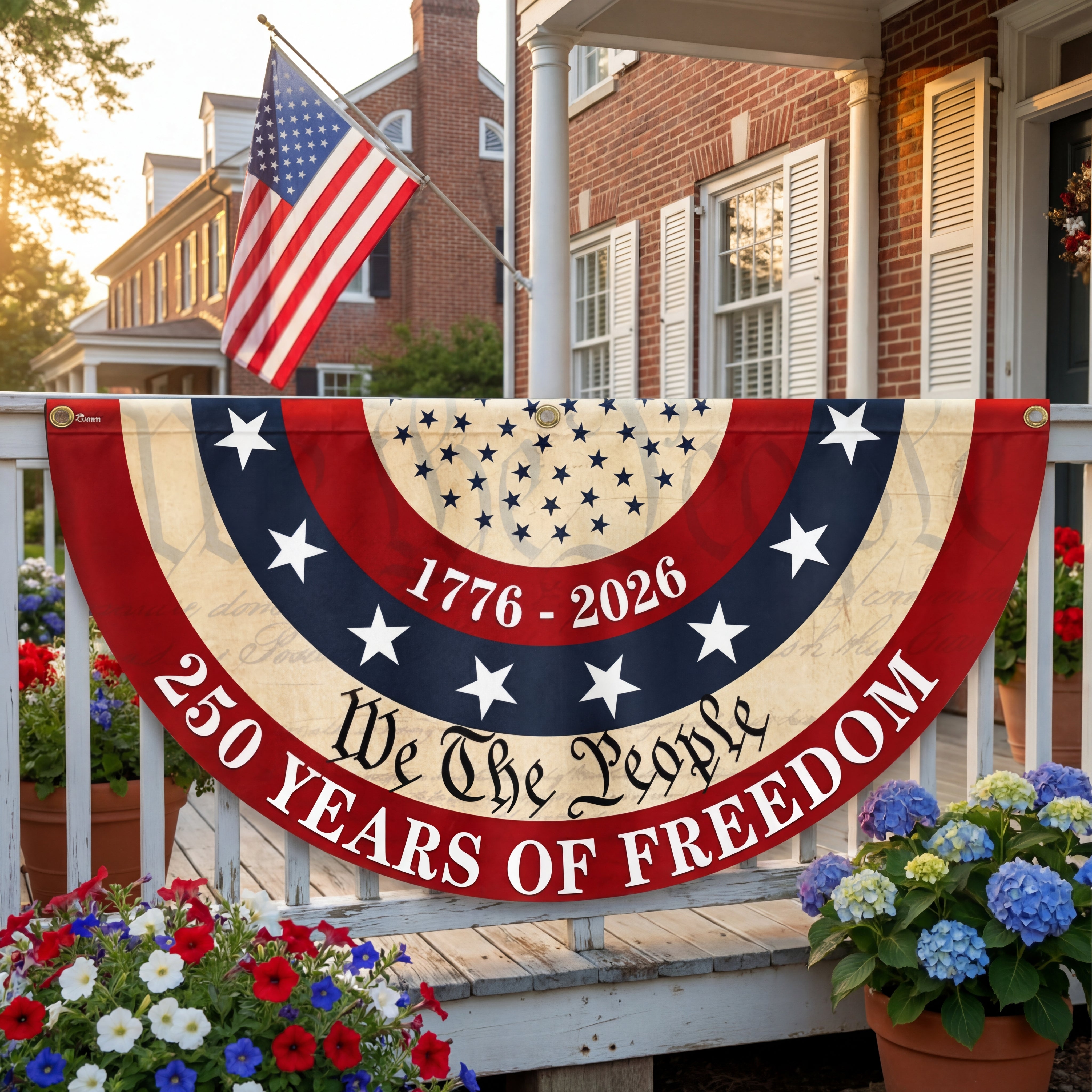 Patriotic We The People American Fan Flag, 250 Years of Freedom 1776 2026 Flag Decor