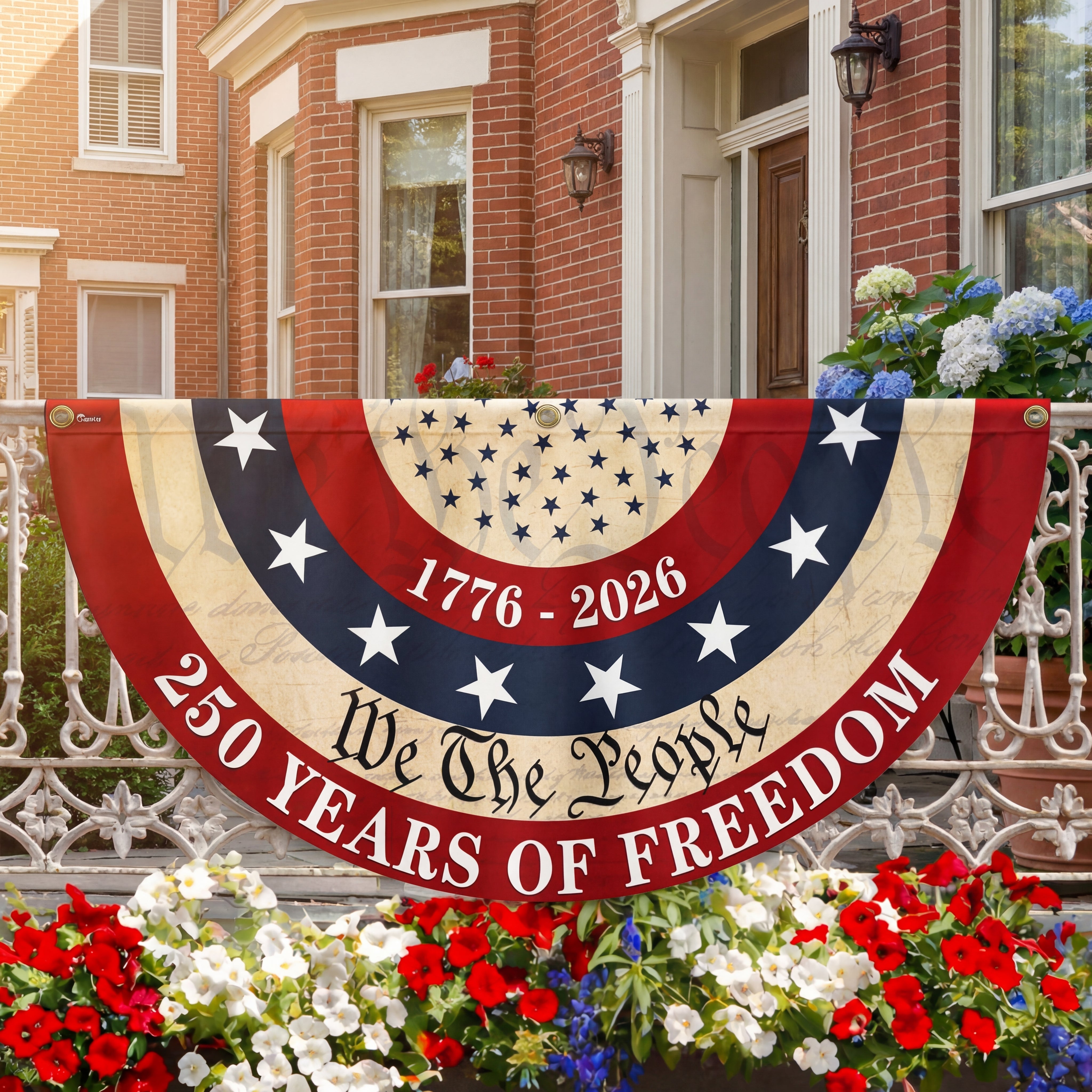 Patriotic We The People American Fan Flag, 250 Years of Freedom 1776 2026 Flag Decor
