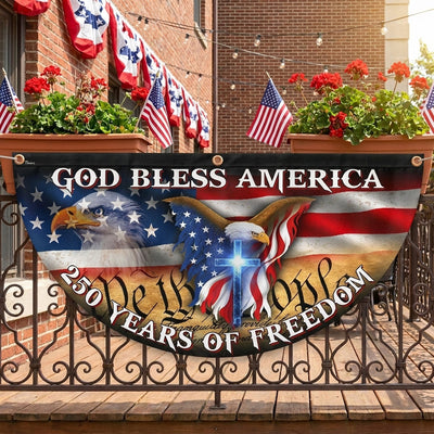 250 Years God Bless America Flag, Patriotic 1776 2026 Freedom Fan Flag