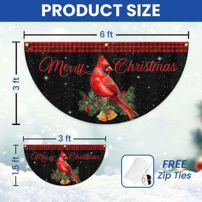 Cardinal Merry Christmas Fan Flag - Holiday Gift & Festive Home Décor, Non-Pleated  - 3-Day Shipping