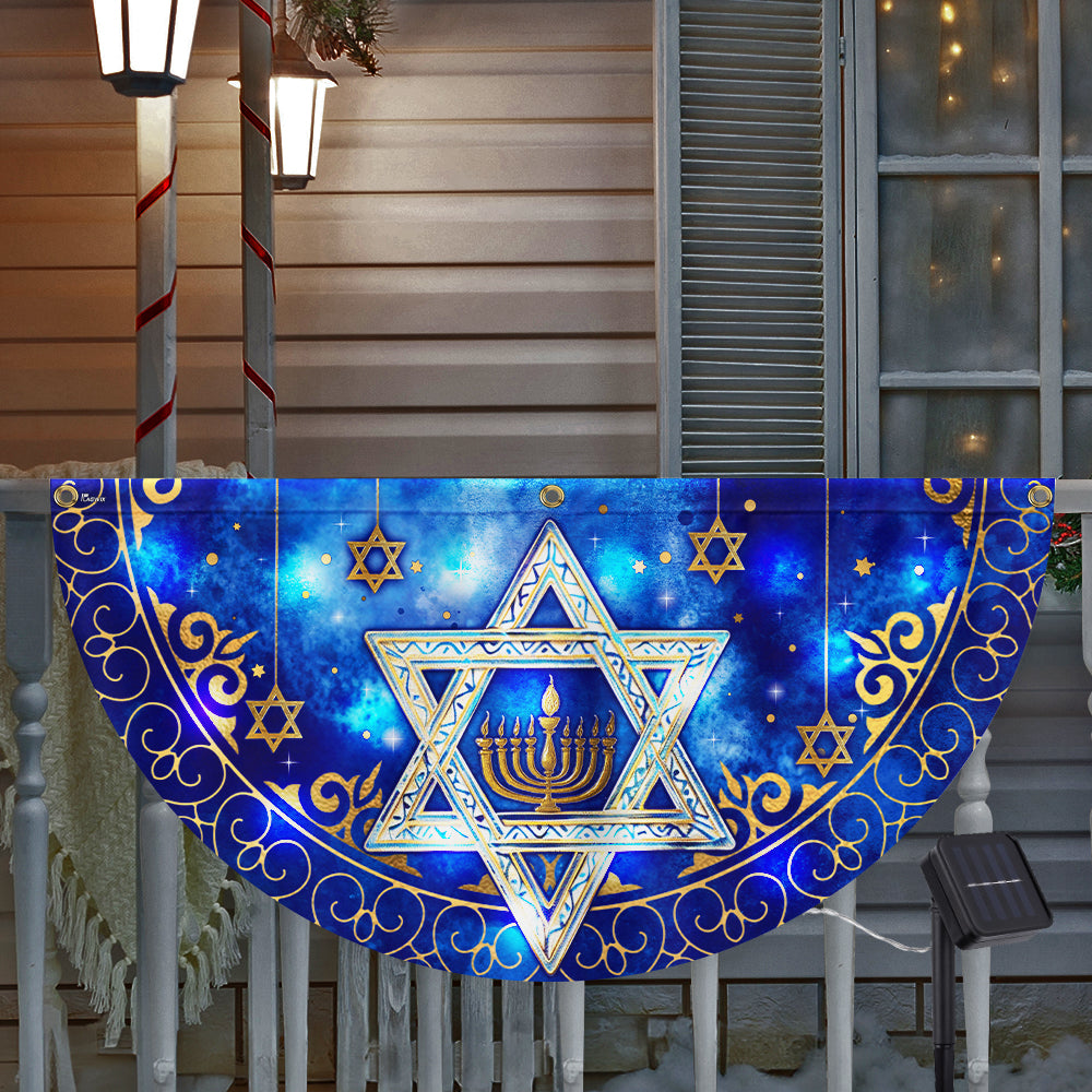Lighting Hanukkah Solar Led Fan Flag, Jewish Star of Him