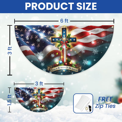 Christian Cross Christmas Jesus Is The Reason For The Season Solar Led Fan Flag