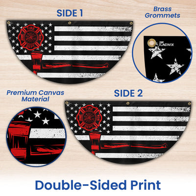 Firefighter Thin Red Line Fireman Non-Pleated Fan Flag
