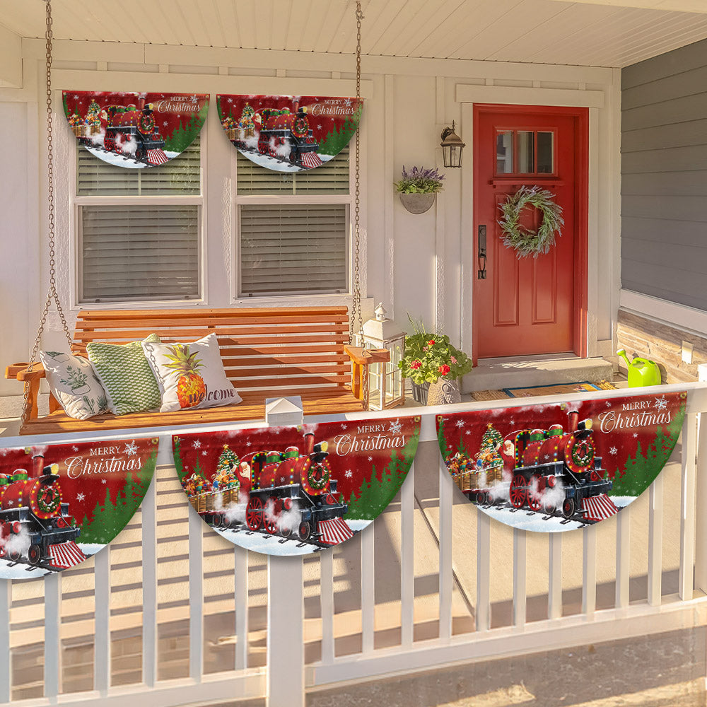 Christmas Santa Train Santa Claus Non-Pleated Fan Flag