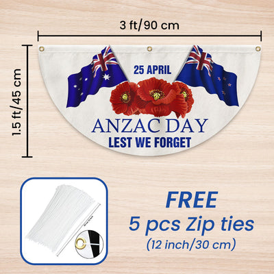 Anzac Day 25 April Lest We Forget Non-Pleated Fan Flag