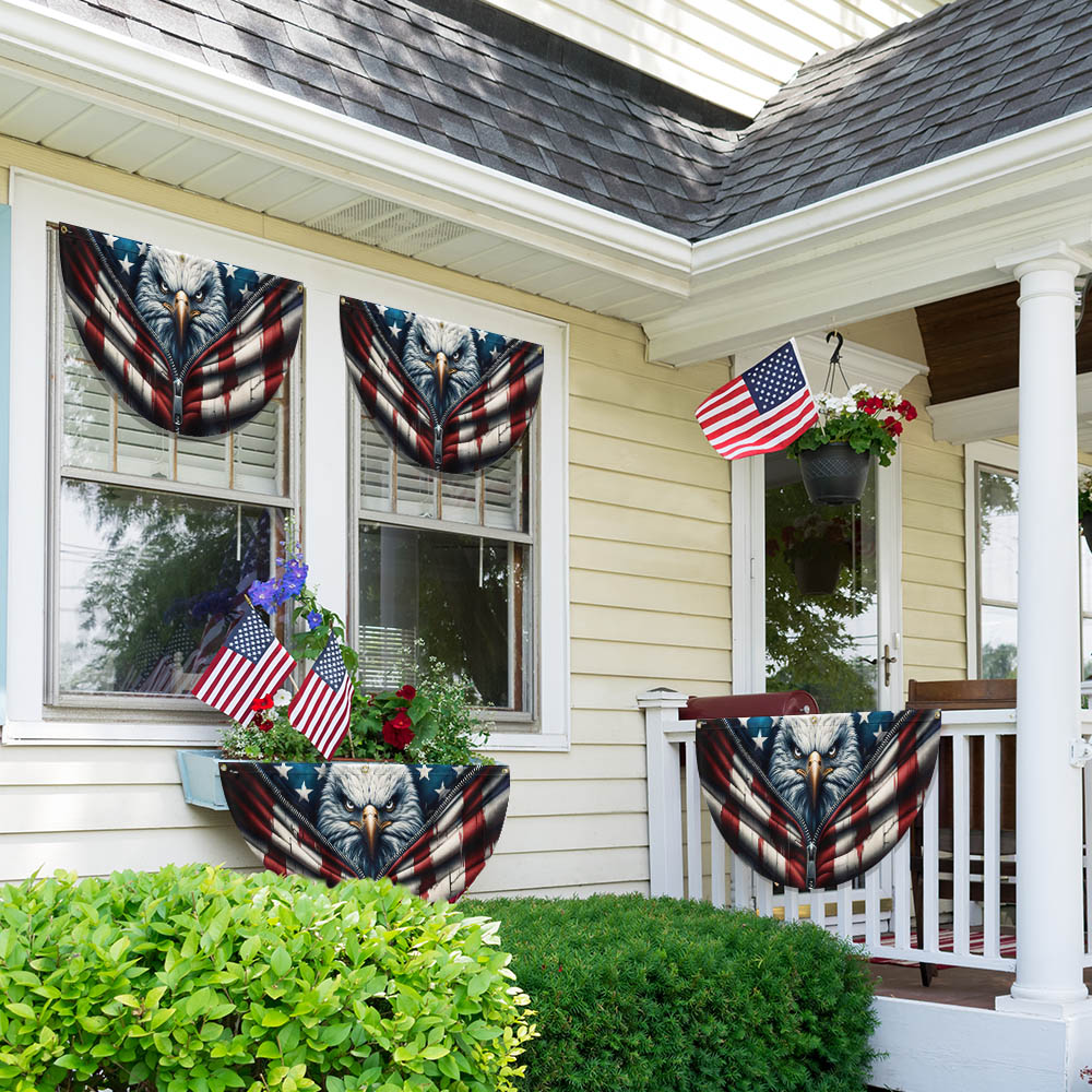 American Flag - Freedom Patriotic Eagle Bunting Non-Pleated Fan Flag 3-Day Shipping