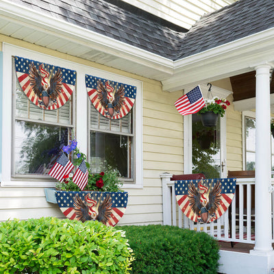 Flagwix American Flag - Patriotic Eagle American Non-Pleated Fan Flag Bunting