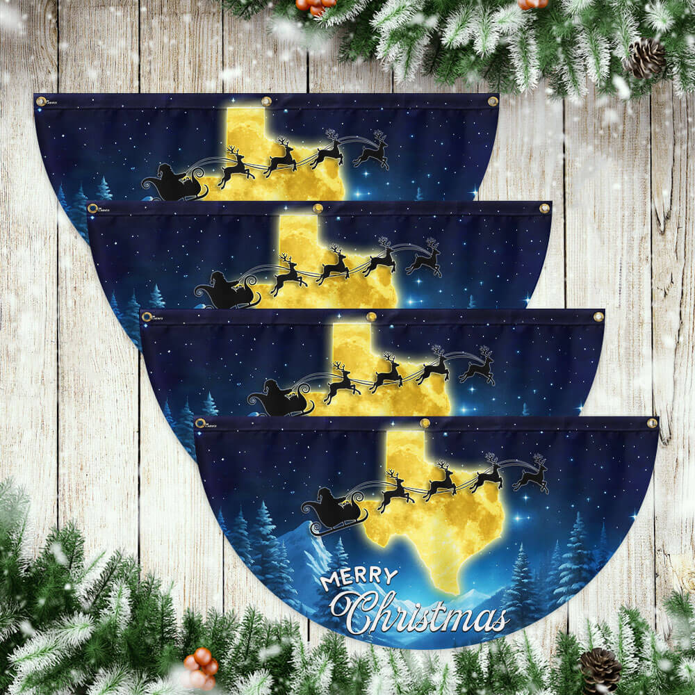 Texas Christmas Flag Merry Christmas Y'all Non-Pleated Fan Flag
