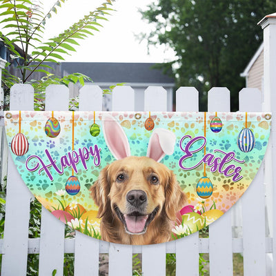 Golden Retriever Wearing Bunny Ears, Happy Easter Non-Pleated Fan Flag