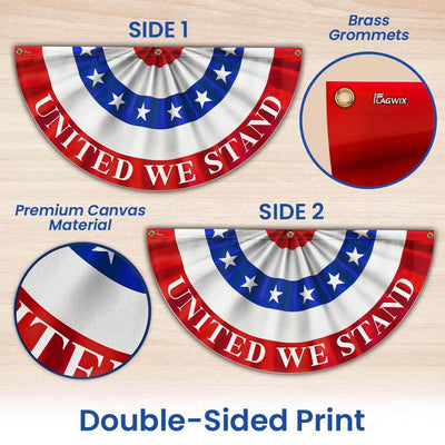 Flagwix American Flag - Happy 4th Of july United We Stand Non-pleated Fan Flag