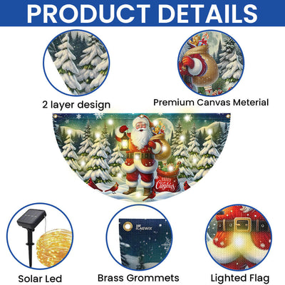 Merry Christmas Santa Claus Christmas Solar LED Fan Flag