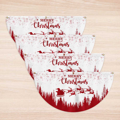 Christmas Half Fan Flag Santa Claus Reindeers Non-Pleated Fan Flag